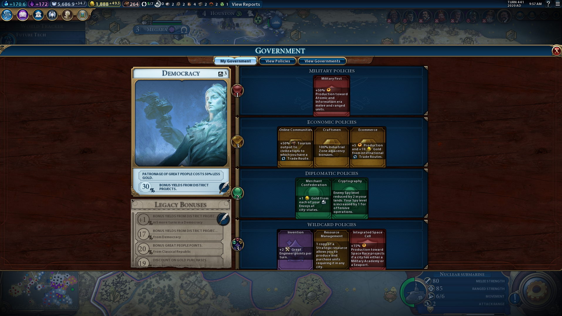 Civilization 6 Lista de Gobiernos y Políticas todos los requisitos para las Políticas, bonus